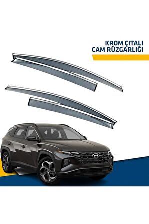 Hyundai Tucson Mügen Cam Rüzgarlığı Kromlu Rüzgarlık ( Paslanmaz ) 2022 Sonrası 4 Lü Set YENİ ÜRÜN