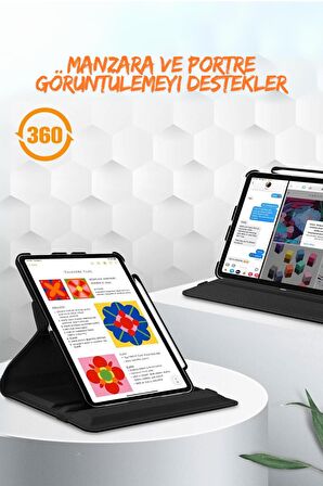 Qpen iPad Air 3 10.5 inç Uyumlu 360° Tablet Deri Kılıf