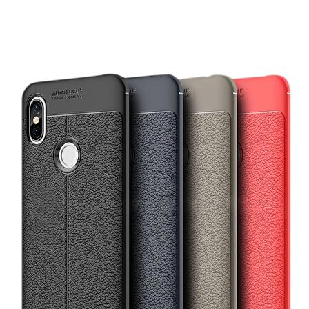Gpack Xiaomi Redmi S2 Kılıf Niss Silikon Deri Dokumalı Koruyucu