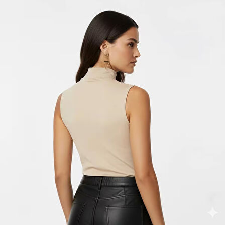 Sıfır Kollu 2'li Kadın Balıkçı Yaka Badi (Siyah-Bej)