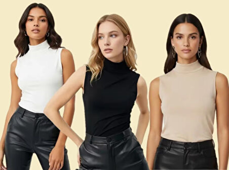 Sıfır Kollu 3'lü Kadın Balıkçı Yaka Badi 