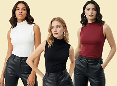 Sıfır Kollu 3'lü Kadın Balıkçı Yaka Badi 