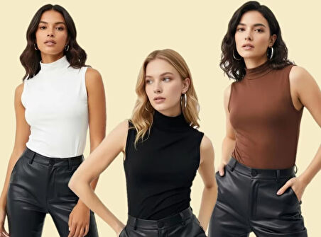 Sıfır Kollu 3'lü Kadın Balıkçı Yaka Badi 