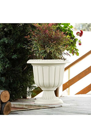 Omnipazar SO-N001 Nergiz Dekoratif Saksı 9,8 lt Kirli Beyaz 3 Adet