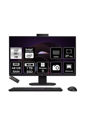 V470 Intel Core 5 210H 48GB 1TB SSD 27" FHD 100Hz W11H All in One Bilgisayar & PER4 USB Bellek