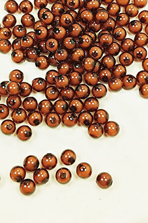 Yuvarlak Boncuk İçten Boncuklu Bileklik Çanta Boncuğu 8 mm 50 gr Kahverengi - BNC469