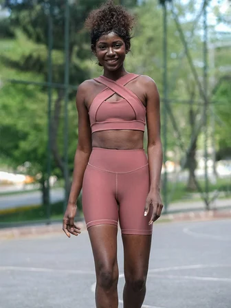 Koyu Rose Midi Boy Şort Tayt 39 Cm.