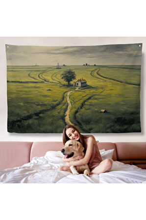 Hiçliğin Ortasındaki Ukrayna Köy Evi Duvar Örtüsü-7026