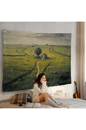 Hiçliğin Ortasındaki Ukrayna Köy Evi Duvar Örtüsü-7026