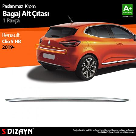 S-Dizayn Renault Clio 5 Krom Bagaj Alt Çıtası 2019 ve Üzeri