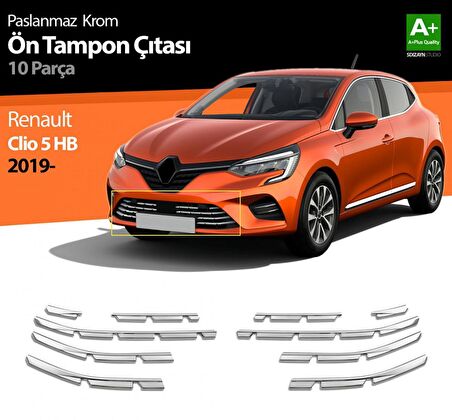 S-Dizayn Renault Clio 5 Krom Ön Tampon Çıtası 10 Prç. 2019 ve Üzeri