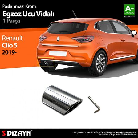 S-Dizayn Renault Clio 5 Krom Egzoz Ucu Vidalı 2019 ve Üzeri