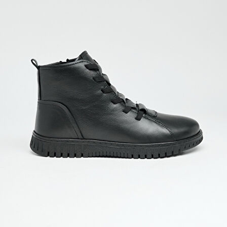 Hakiki Deri Fermuarlı Lastik Bağcıklı Kadın Bot 