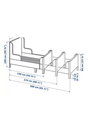 Busunge Uzayabilen Çocuk Karyolası, Beyaz Renk MeridyenDukkan 80x200 cm