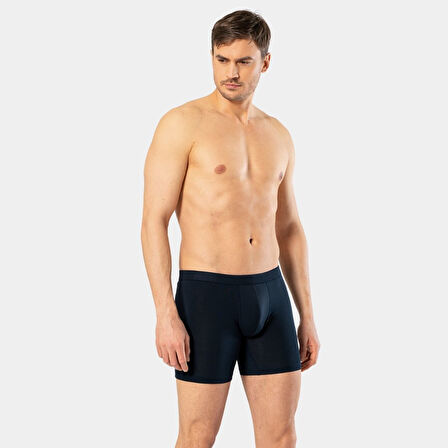 Cacharel Erkek Likralı Uzun Boxer (Bel Bantlı) 1336/Lacivert