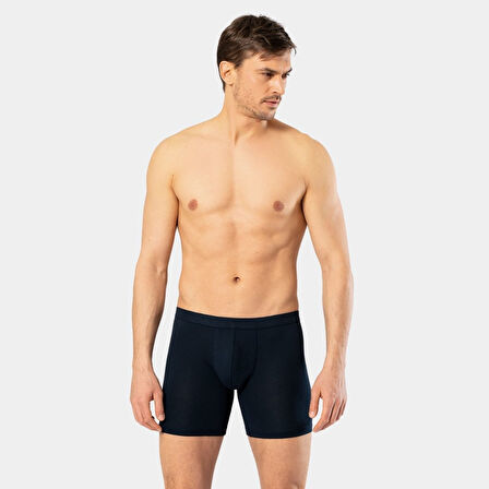 Cacharel Erkek Likralı Uzun Boxer (Bel Bantlı) 1336/Lacivert