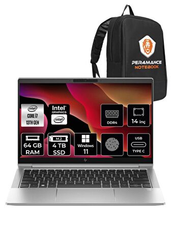 HP EliteBook 640 G10 i7-1355U 64GB RAM 4TB SSD 14'' FHD W11PRO 8A571EA & PER4 ÇANTA