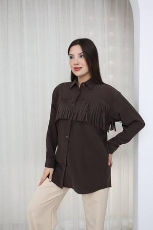 Püskül Detaylı Gömlek – Olive Charm