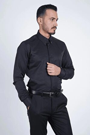 Guild Slim Fit Siyah Çizgili Gömlek