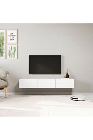 1220 DORE 3 KAPAKLI KULPSUZ 150 CM TV ÜNİTESİ BEYAZ