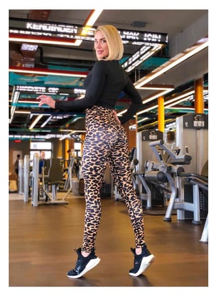 Kahverengi Leopar Desen Ekstra Yüksek Bel Toparlayıcı Spor Tayt