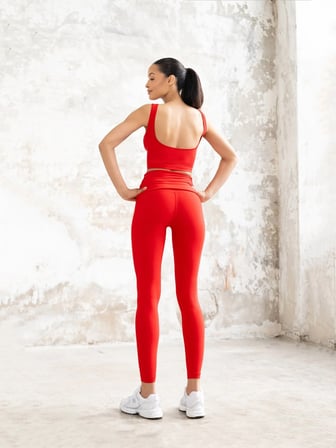 Kırmızı Sırtı Açık Askılı Spor Büstiyer Sporcu Sütyeni