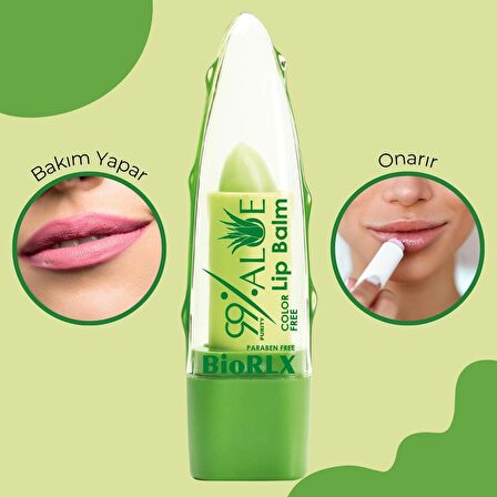 BioRLX %99 Aloe Vera Dudak Balmı Renksiz Vegan Dudak Bakım 3,5 g