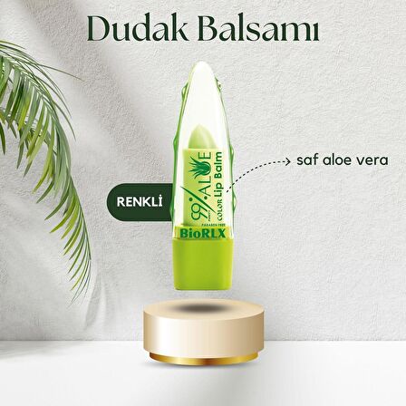 BioRLX %99 Aloe Vera Dudak Balmı Renkli Vegan Dudak Bakım 3,5 g