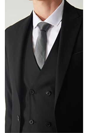 DÜZ SİYAH KRUVAZE TEK TAKIM ELBİSE YELEĞİ