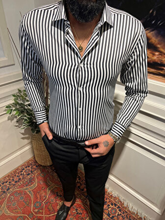 Guild Çizgili KING Siyah Gömlek