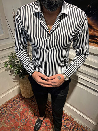 Guild Çizgili KING Siyah Gömlek