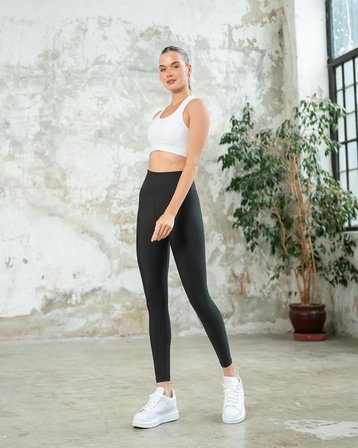 Barbell Siyah Belinde Spor Bar Resimli Toparlayıcı Spor Tayt