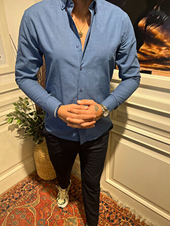 Guild Lacivert Keten Gömlek