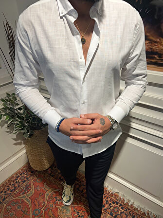 Guild Beyaz Keten Gömlek