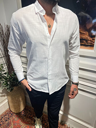 Guild Beyaz Keten Gömlek