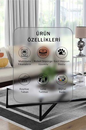 Yıkanabilir Kaymaz Taban Dijital Baskılı Halı ve Yolluk – Leke Tutmaz Salon & Mutfak Halısı