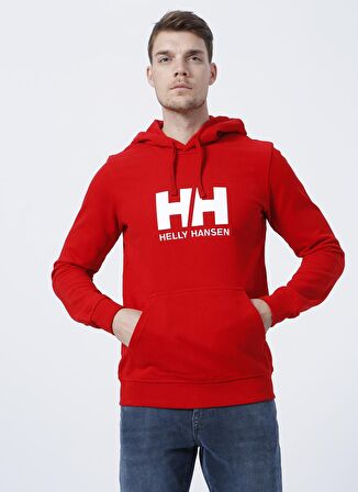 Helly Hansen Hh Hh Logo Hoodie Kapüşonlu Normal Kalıp Kırmızı Erkek Sweatshirt