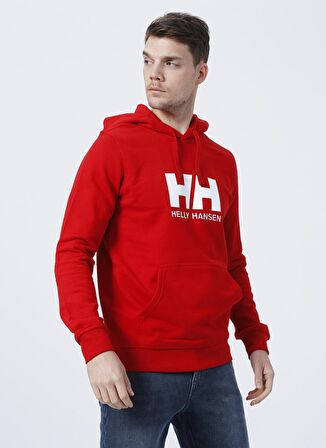 Helly Hansen Hh Hh Logo Hoodie Kapüşonlu Normal Kalıp Kırmızı Erkek Sweatshirt