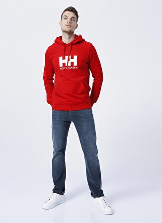 Helly Hansen Hh Hh Logo Hoodie Kapüşonlu Normal Kalıp Kırmızı Erkek Sweatshirt