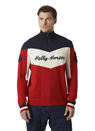 Helly Hansen Kırmızı Erkek Fermuarlı Normal Düz Kazak HHA.66025_HELLY HANSEN APRES KNITTE