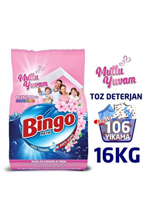 Bingo Matik Mutlu Yuvam Renkli Ve Beyazlar Toz Çamaşır Deterjanı 16 Kg