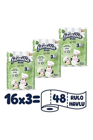 Familia Plus Natural Kağıt Havlu 48 Rulo (16 RULO X 3 PAKET)