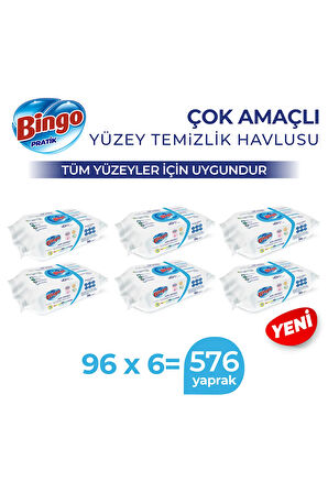 Pratik Yüzey Temizlik Havlusu Beyaz Sabun 96x6 (576 YAPRAK)