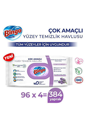 Bingo Pratik Yüzey Temizlik Havlusu Lavanta 96x4 (384 YAPRAK)