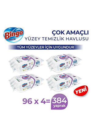 Bingo Pratik Yüzey Temizlik Havlusu Lavanta 96x4 (384 YAPRAK)