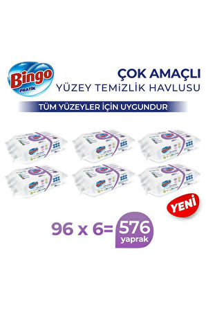 Bingo Pratik Yüzey Temizlik Havlusu Lavanta 96x6 (576 YAPRAK)