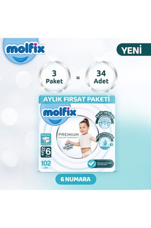 Molfix Premium Aylık Fırsat Paketi 6 Beden 102 Adet