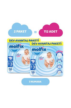 Molfix Kanal Teknolojisi Dev Avantaj Paketi 3 Beden Midi 112 Adet