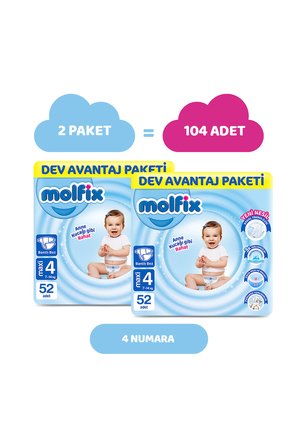 Molfix Kanal Teknolojisi Dev Avantaj Paketi 4 Beden Maxi 104 Adet