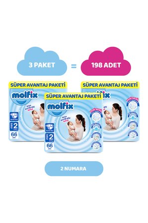 Molfix Kanal Teknolojisi Süper Avantaj Paketi 2 Beden Mini 198 Adet